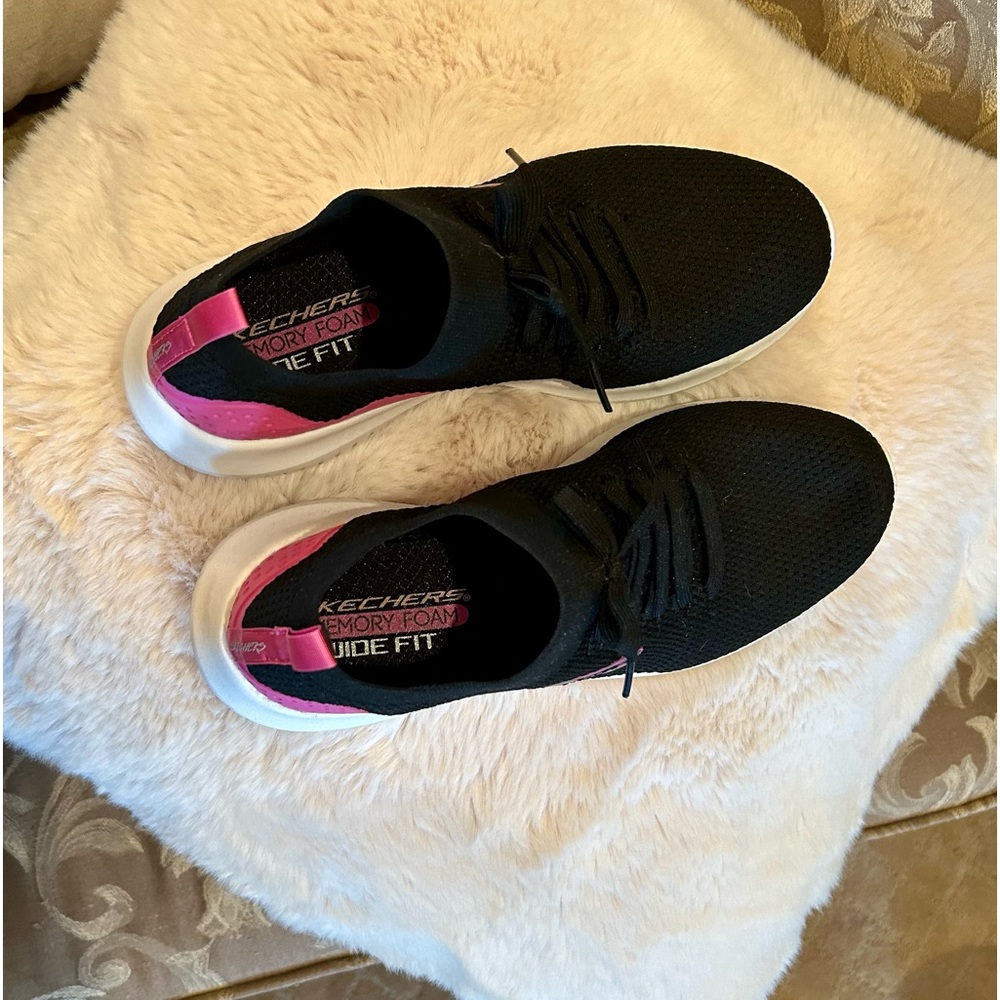 Skechers Black and Pink Slip-On Athletic Sneakers - Picture 5 of 5